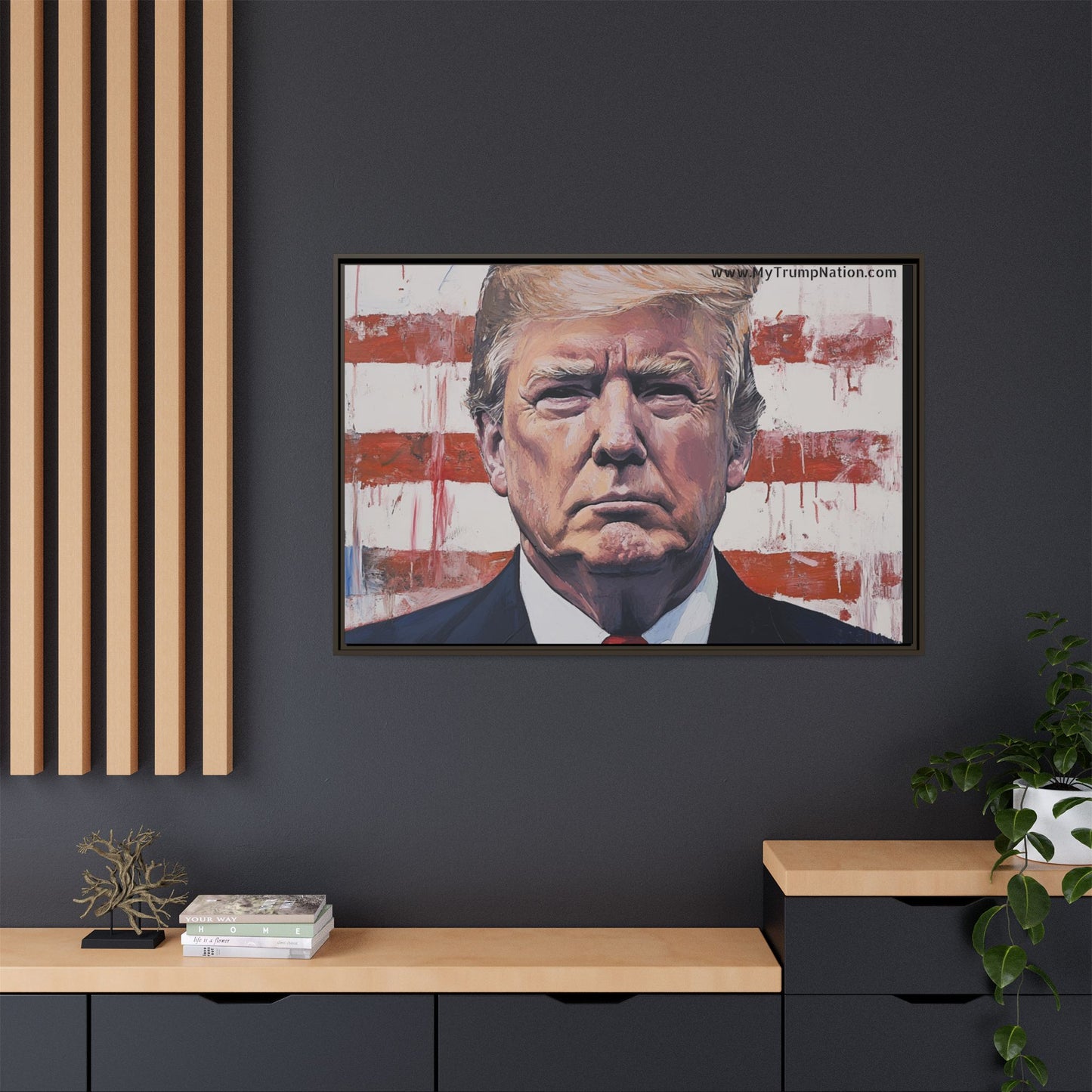 Patriotic Framed Canvas Art - Donald Trump Portrait