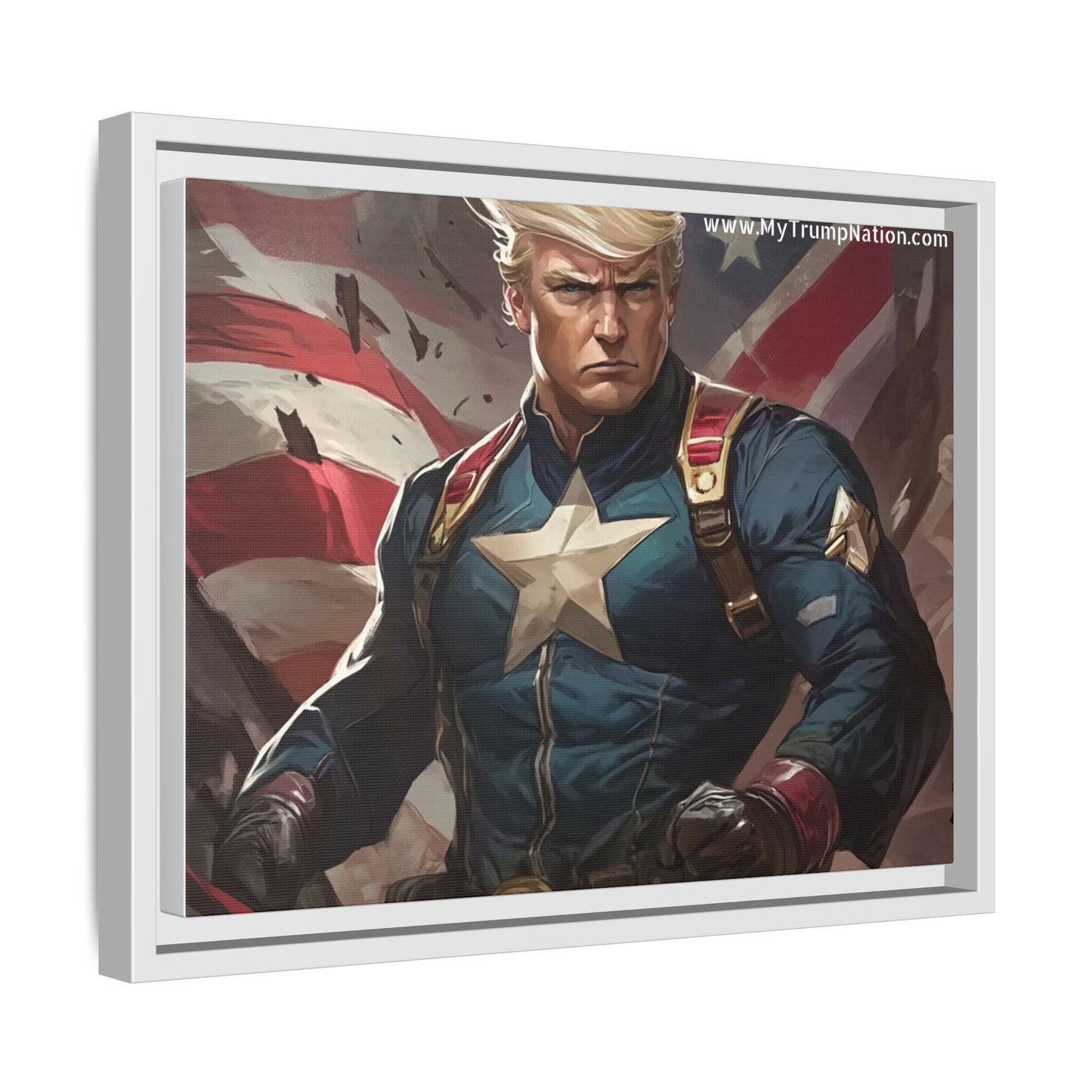 Donald Trump Patriotic Superhero Framed Canvas