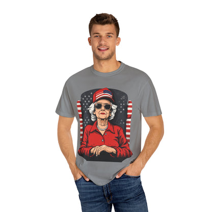 Patriotic Grandma T-Shirt - Unisex Garment-Dyed Tee for Independence Day