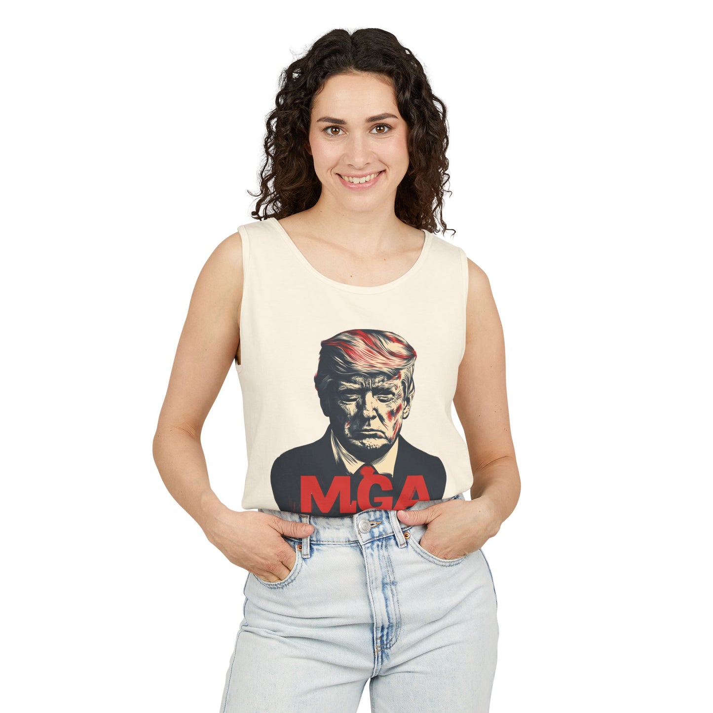 Unisex Garment-Dyed Tank Top - MAGA Graphic Tee for Political Enthusiasts