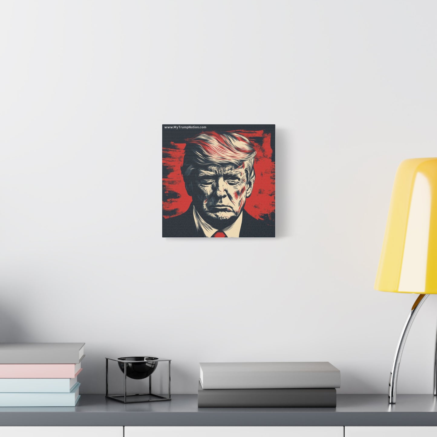 Political Wall Art: Stretched Matte Canvas Featuring Bold Trump Portrait