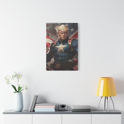 Donald Trump Patriotic Superhero Canvas Art