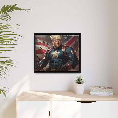 Donald Trump Patriotic Superhero Framed Canvas