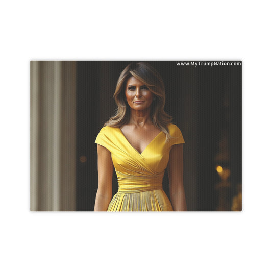 Melania Trump Yellow Dress Canvas Art