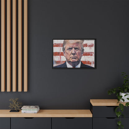 Patriotic Framed Canvas Art - Donald Trump Portrait