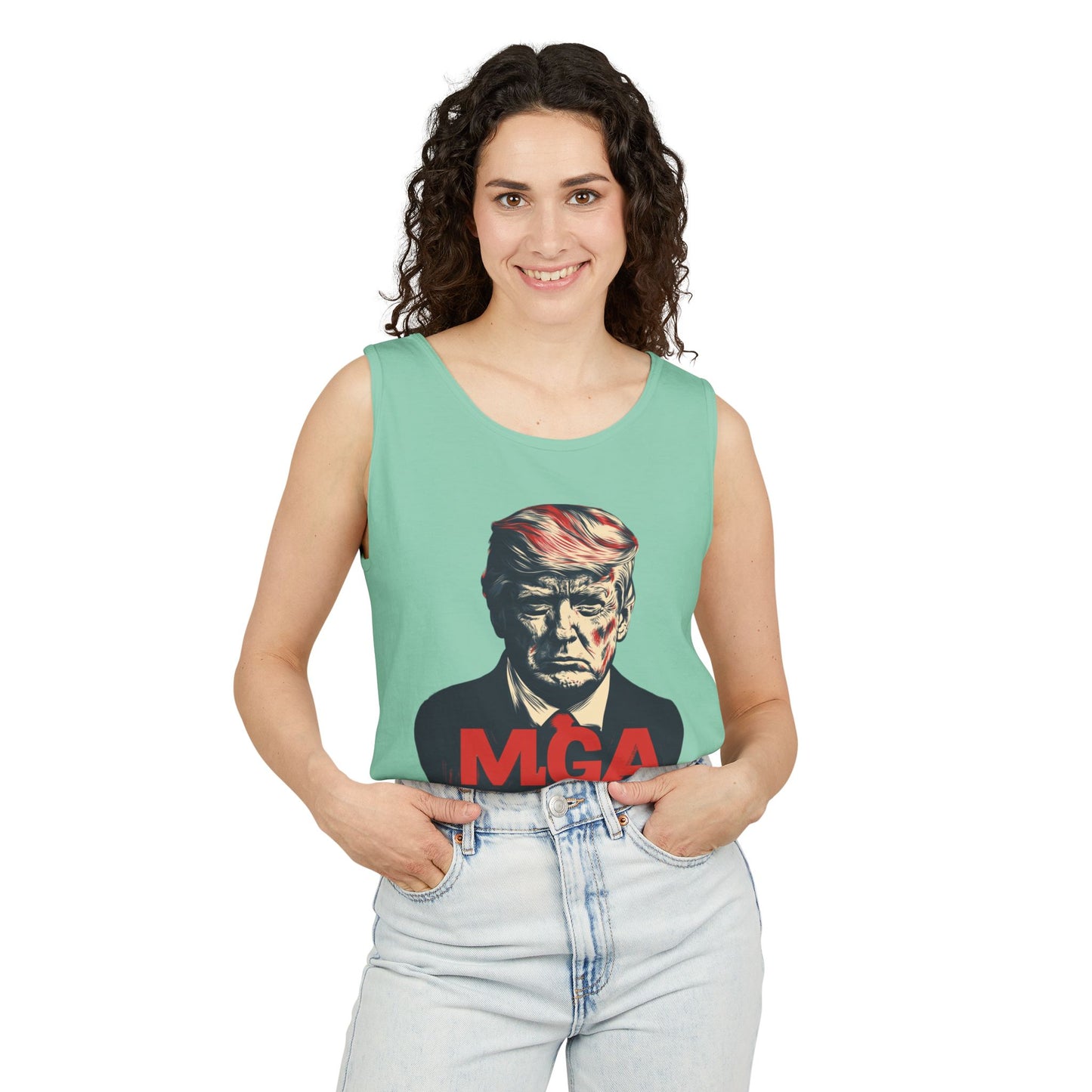Unisex Garment-Dyed Tank Top - MAGA Graphic Tee for Political Enthusiasts