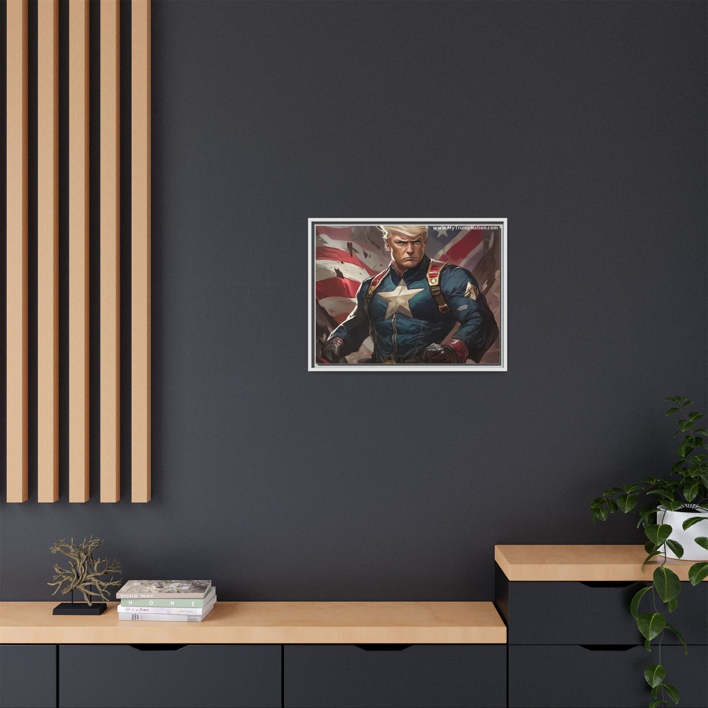 Donald Trump Patriotic Superhero Framed Canvas