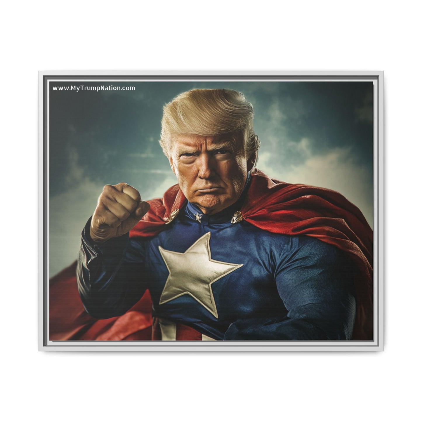 Donald Trump Patriotic Superhero Framed Canvas