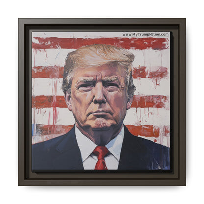 Patriotic Framed Canvas Art - Donald Trump Portrait