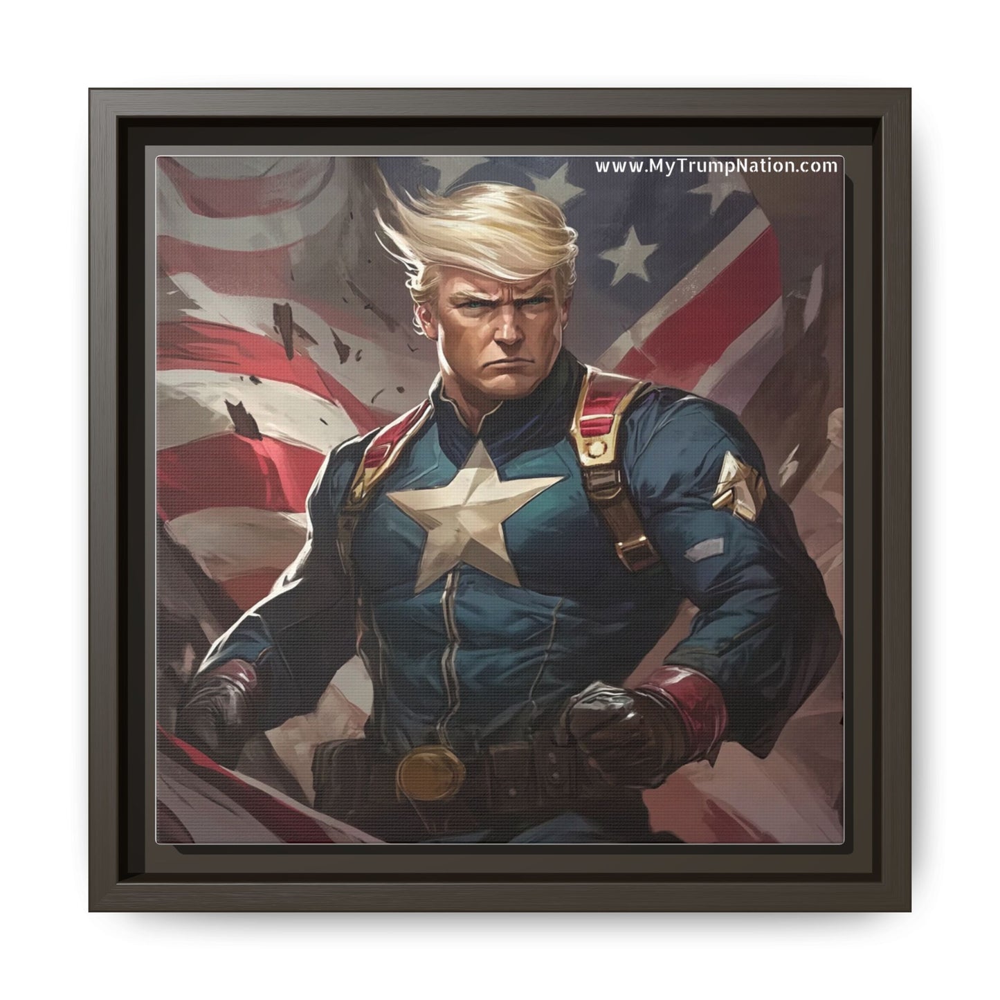 Donald Trump Patriotic Superhero Framed Canvas