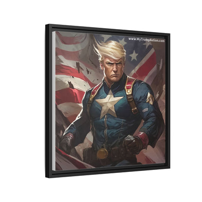 Donald Trump Patriotic Superhero Framed Canvas