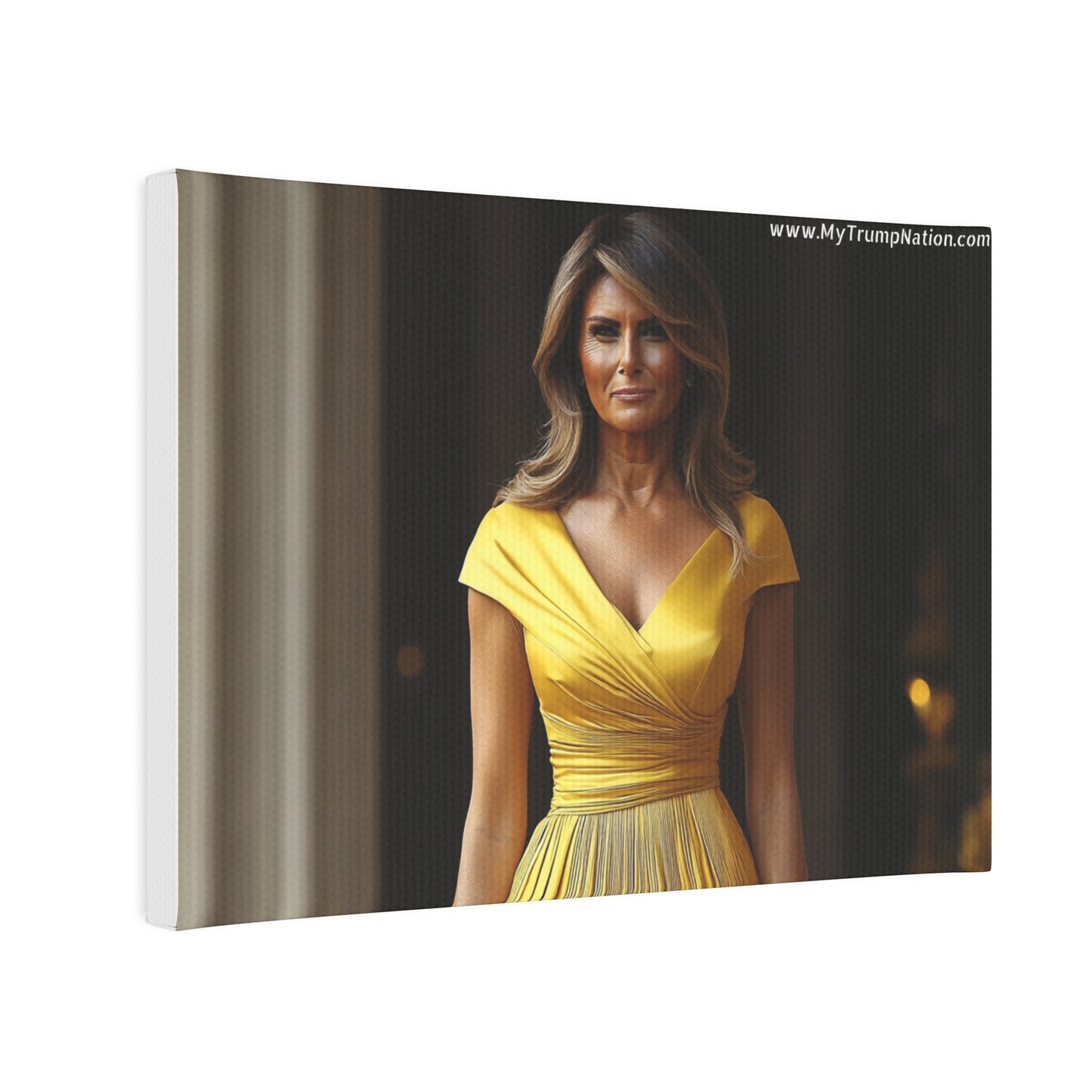 Melania Trump Yellow Dress Canvas Art