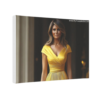 Melania Trump Yellow Dress Canvas Art