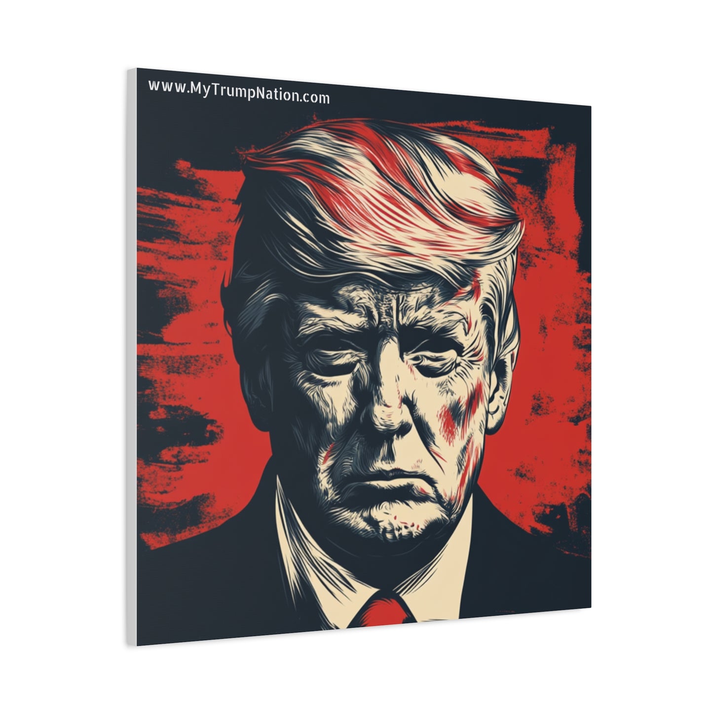 Political Wall Art: Stretched Matte Canvas Featuring Bold Trump Portrait