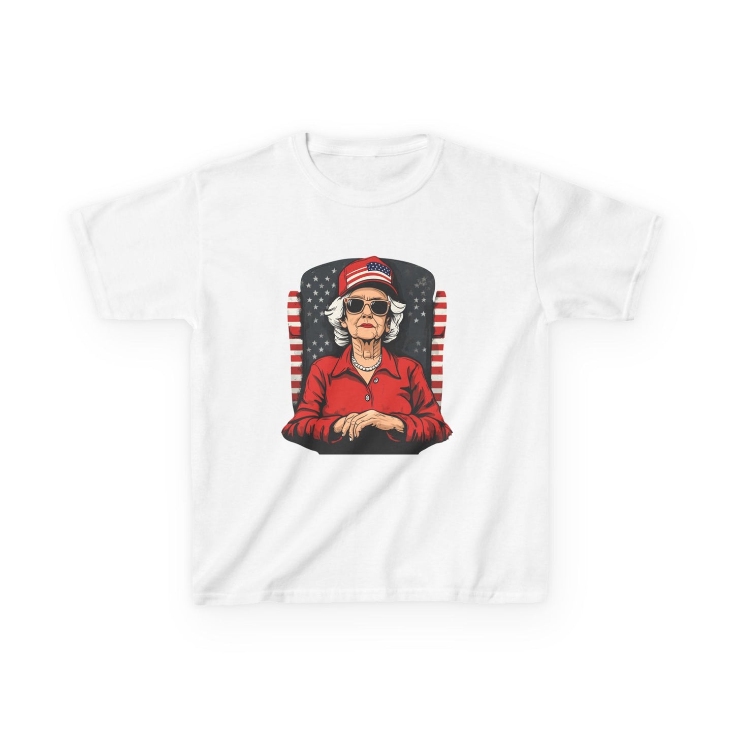 Patriotic Grandma Kids Heavy Cotton™ Tee - Fun Retro Style for Fourth of July Celebrations