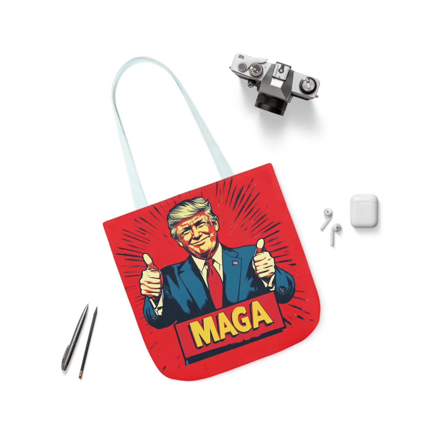MAGA Canvas Tote Bag with Colorful Straps
