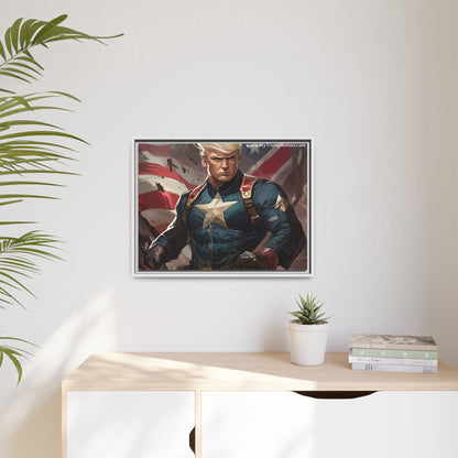 Donald Trump Patriotic Superhero Framed Canvas