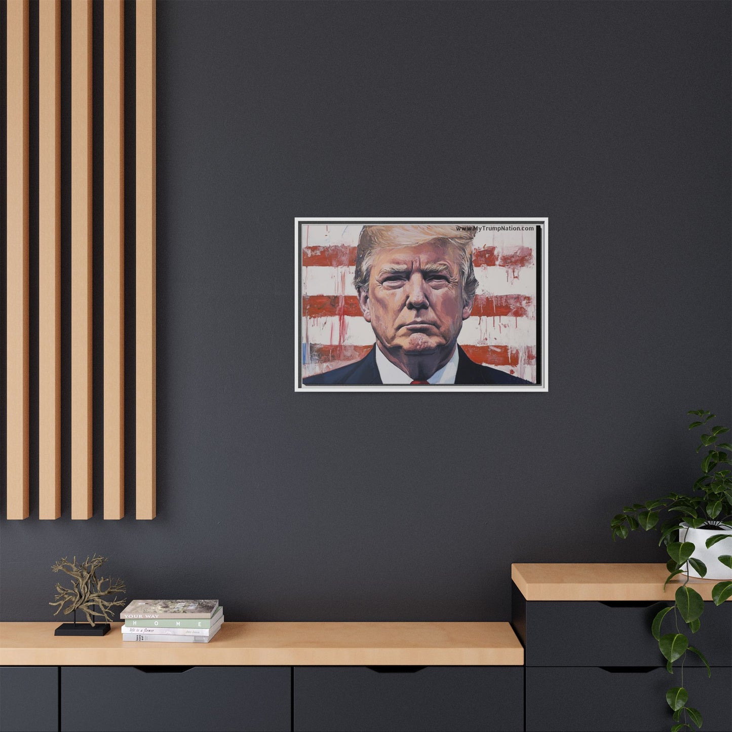 Patriotic Framed Canvas Art - Donald Trump Portrait
