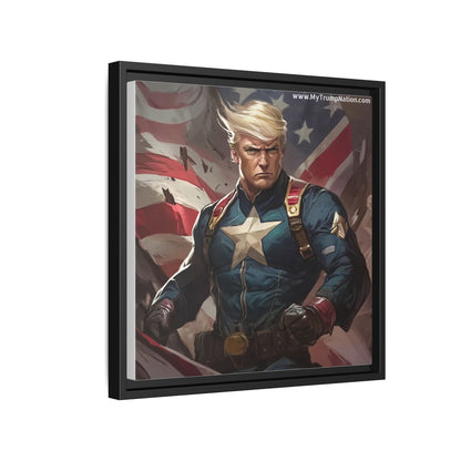 Donald Trump Patriotic Superhero Framed Canvas