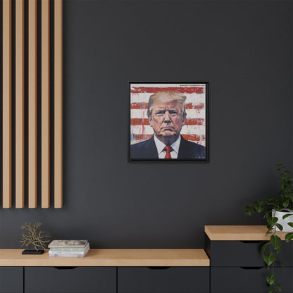 Patriotic Framed Canvas Art - Donald Trump Portrait