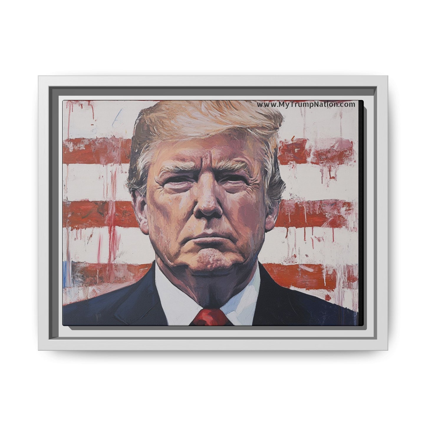 Patriotic Framed Canvas Art - Donald Trump Portrait