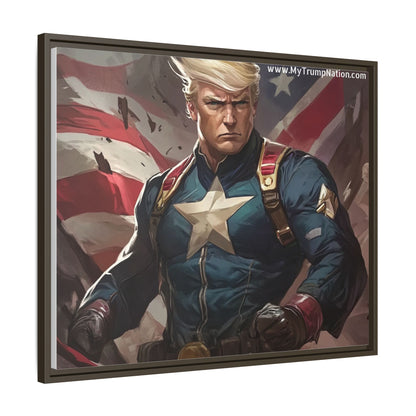 Donald Trump Patriotic Superhero Framed Canvas