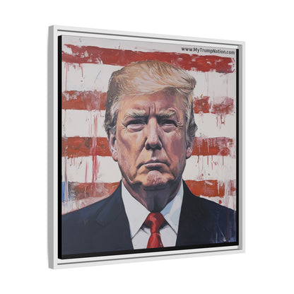 Patriotic Framed Canvas Art - Donald Trump Portrait
