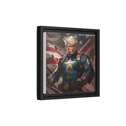 Donald Trump Patriotic Superhero Framed Canvas