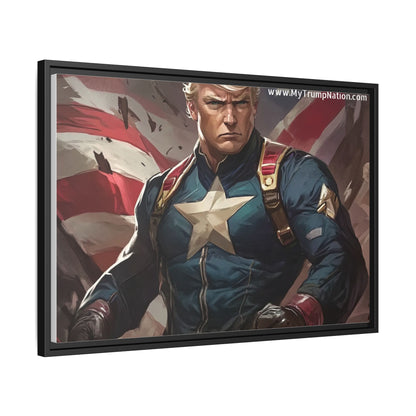Donald Trump Patriotic Superhero Framed Canvas