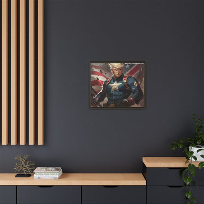 Donald Trump Patriotic Superhero Framed Canvas