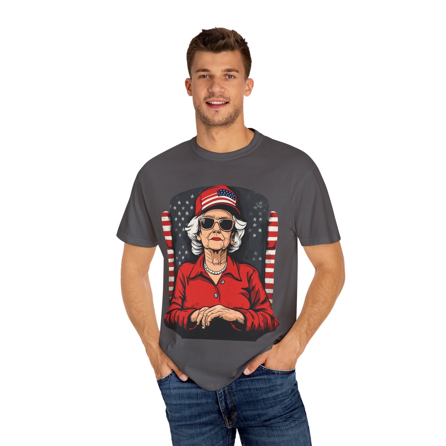 Patriotic Grandma T-Shirt - Unisex Garment-Dyed Tee for Independence Day
