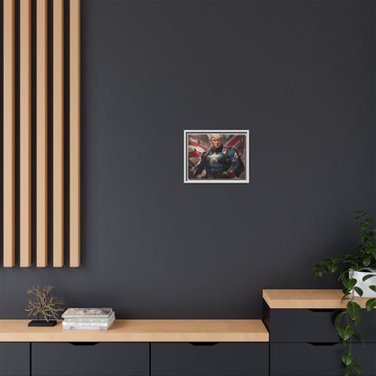 Donald Trump Patriotic Superhero Framed Canvas