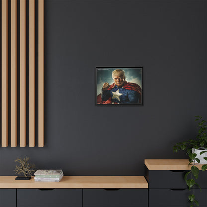 Donald Trump Patriotic Superhero Framed Canvas