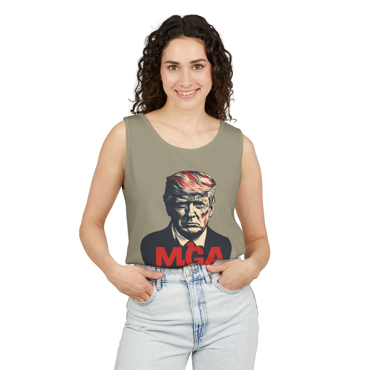 Unisex Garment-Dyed Tank Top - MAGA Graphic Tee for Political Enthusiasts