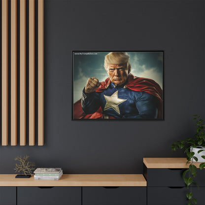Donald Trump Patriotic Superhero Framed Canvas