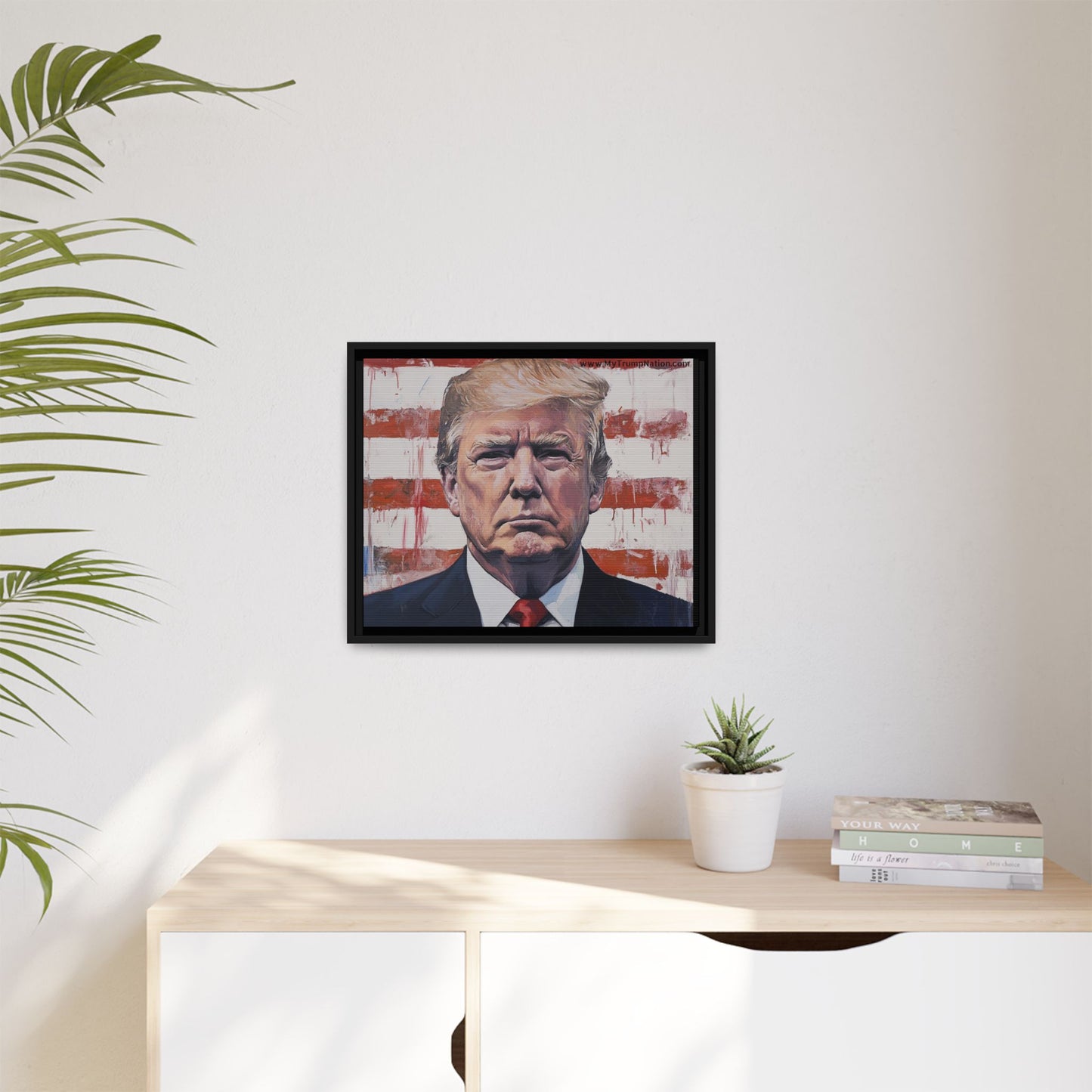 Patriotic Framed Canvas Art - Donald Trump Portrait