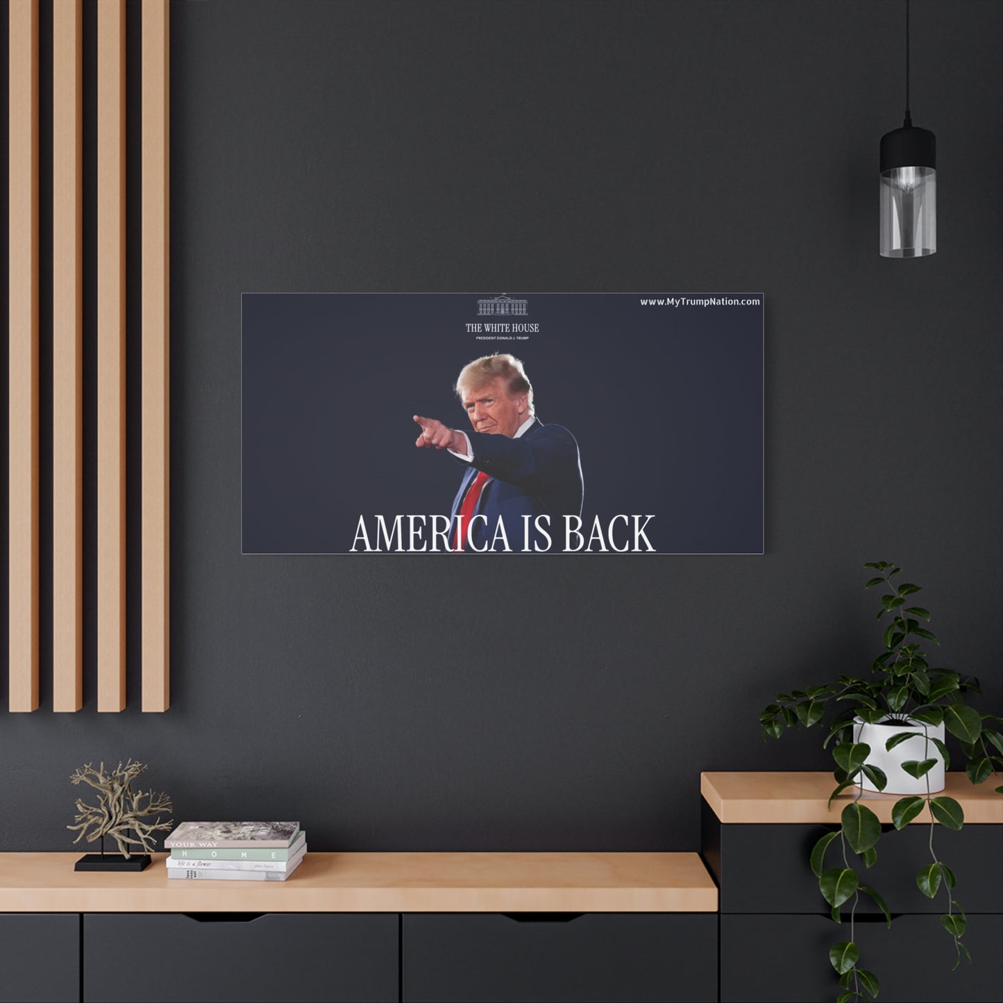 Matte Canvas Wall Art - "America Is Back" featuring Trump