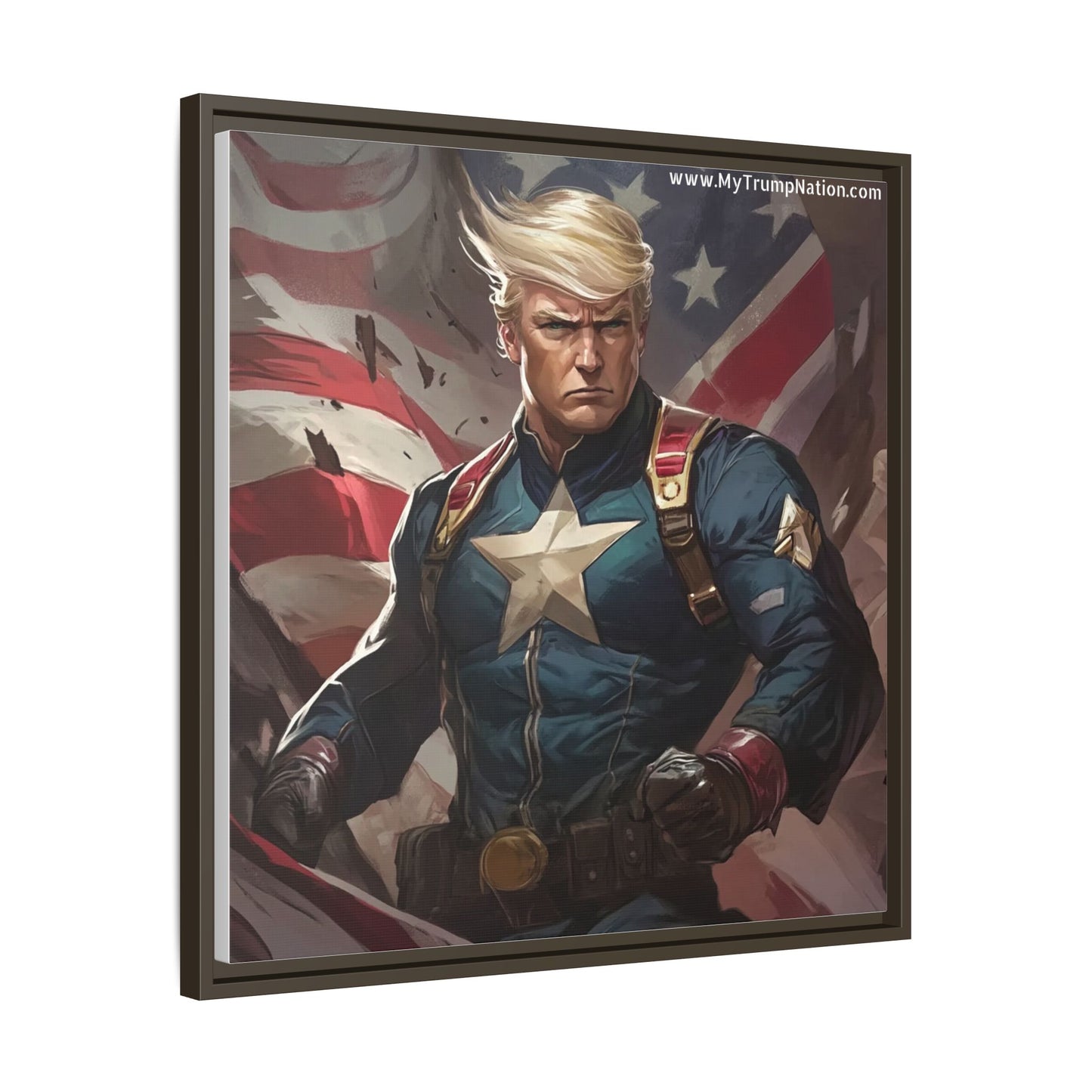 Donald Trump Patriotic Superhero Framed Canvas