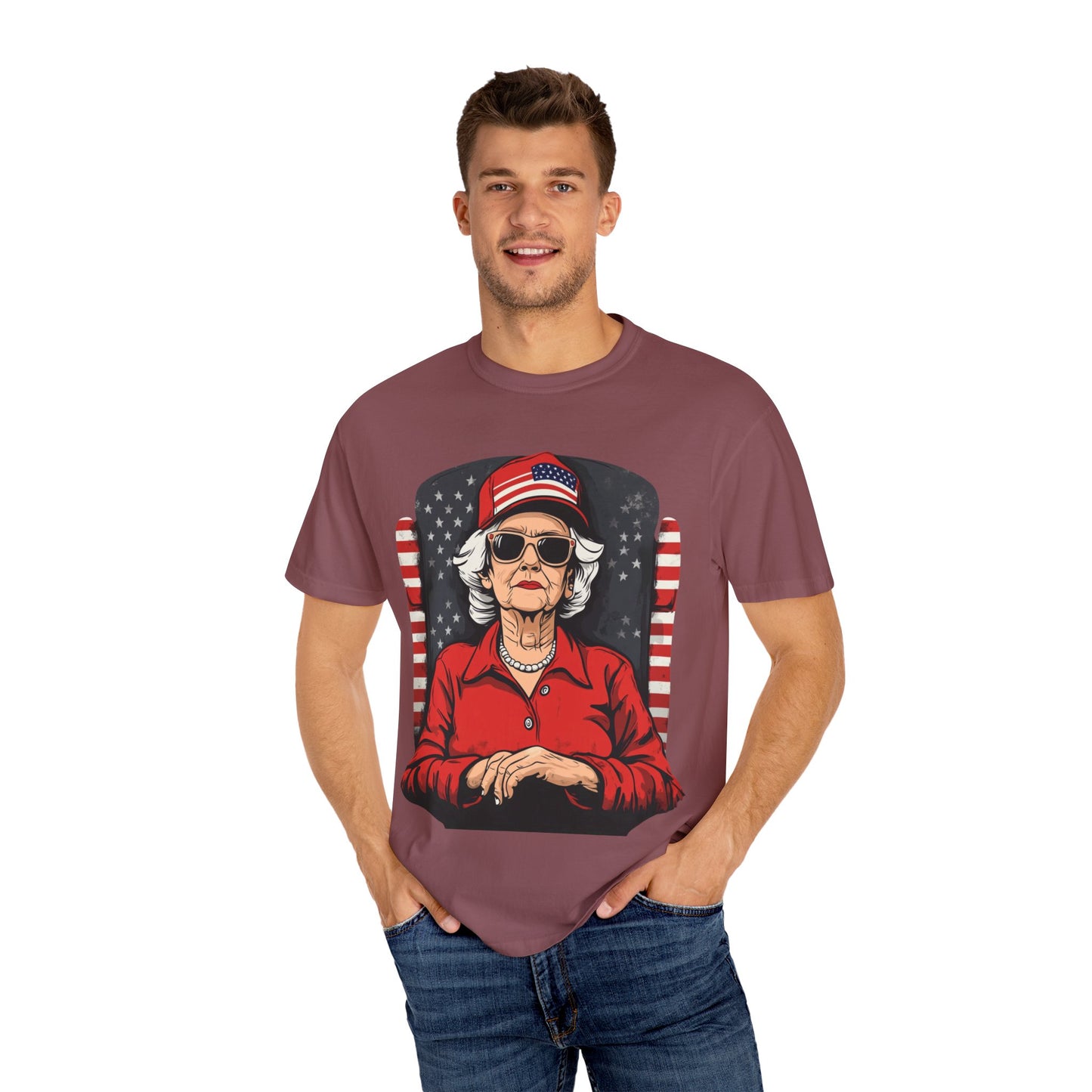 Patriotic Grandma T-Shirt - Unisex Garment-Dyed Tee for Independence Day