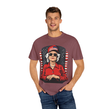Patriotic Grandma T-Shirt - Unisex Garment-Dyed Tee for Independence Day