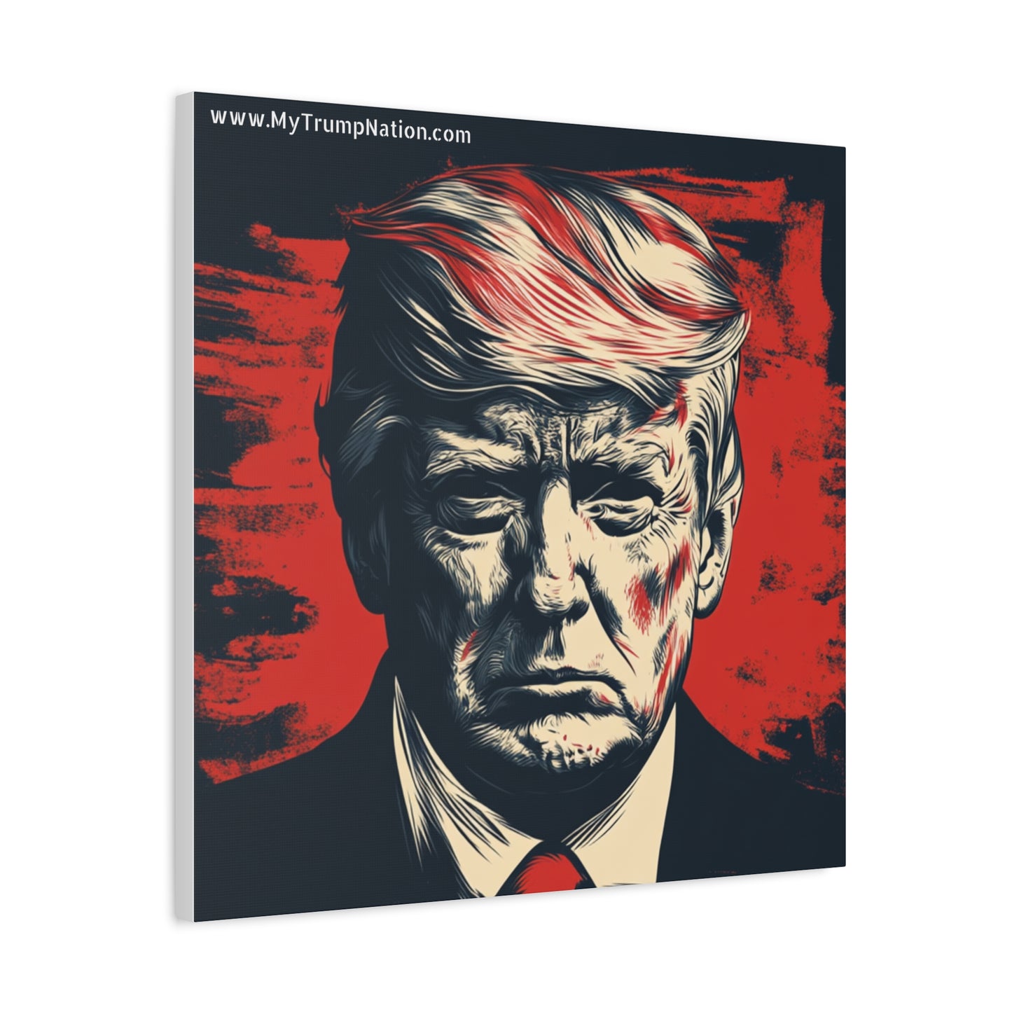 Political Wall Art: Stretched Matte Canvas Featuring Bold Trump Portrait