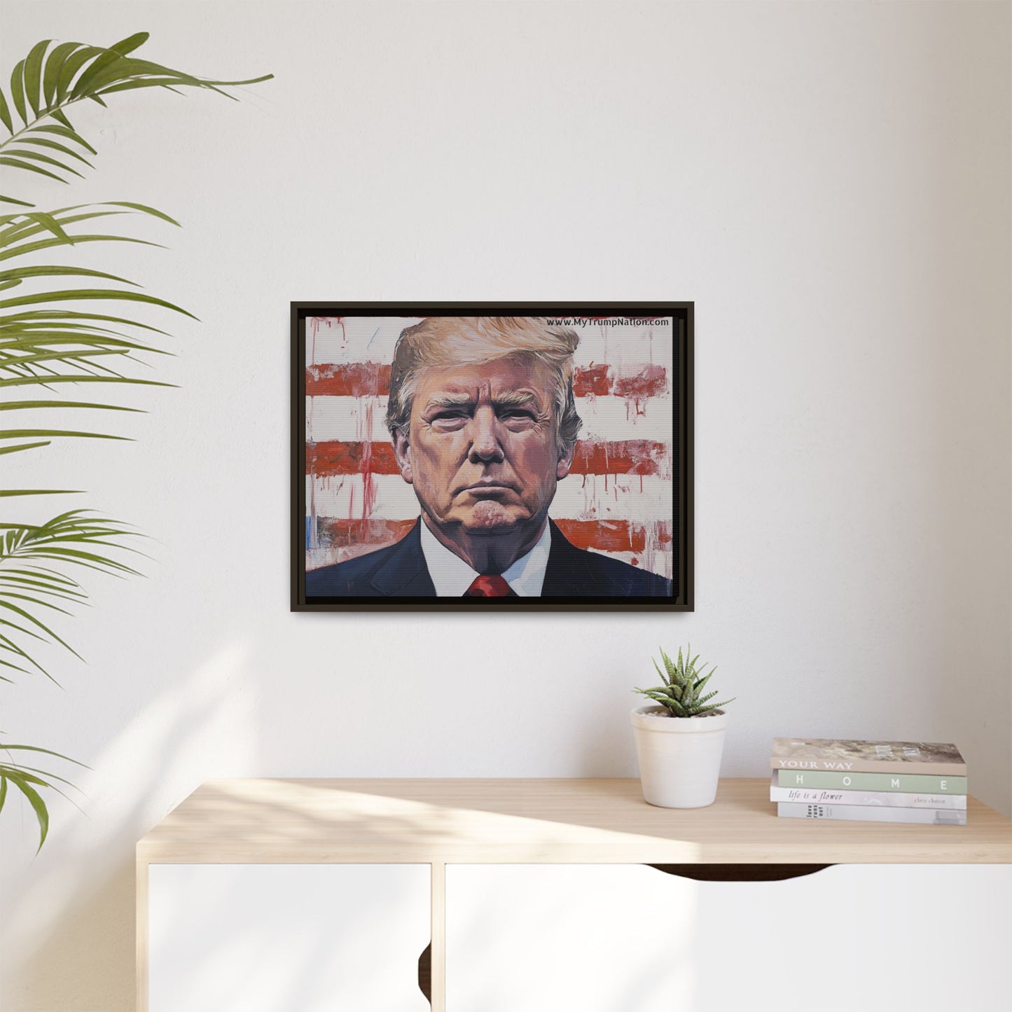 Patriotic Framed Canvas Art - Donald Trump Portrait