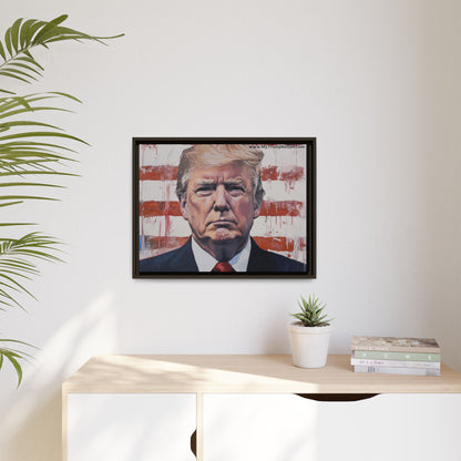 Patriotic Framed Canvas Art - Donald Trump Portrait