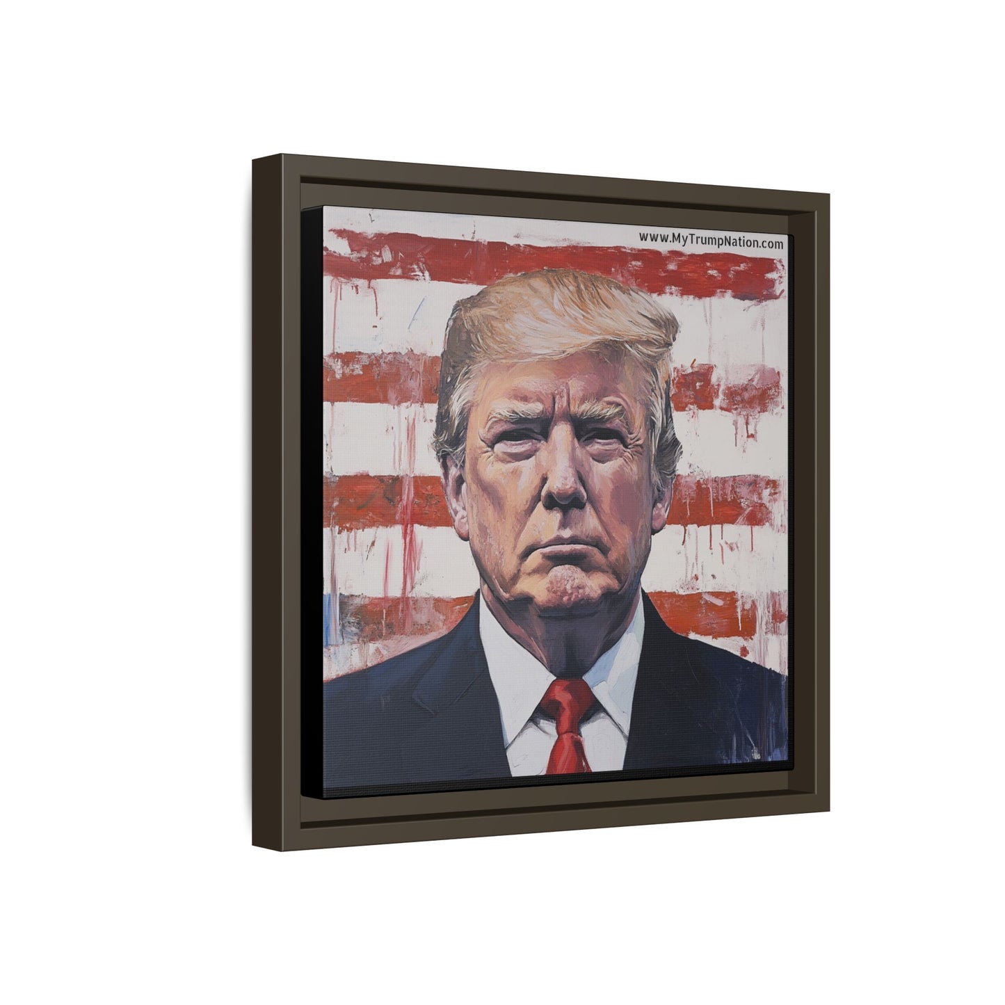 Patriotic Framed Canvas Art - Donald Trump Portrait