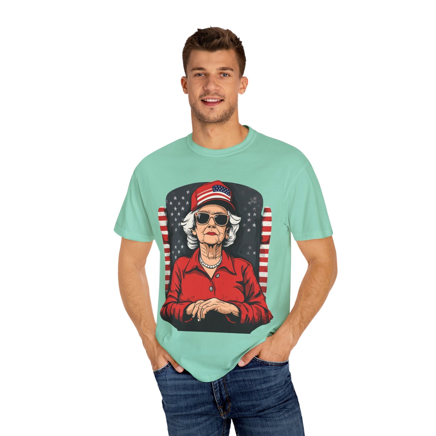 Patriotic Grandma T-Shirt - Unisex Garment-Dyed Tee for Independence Day