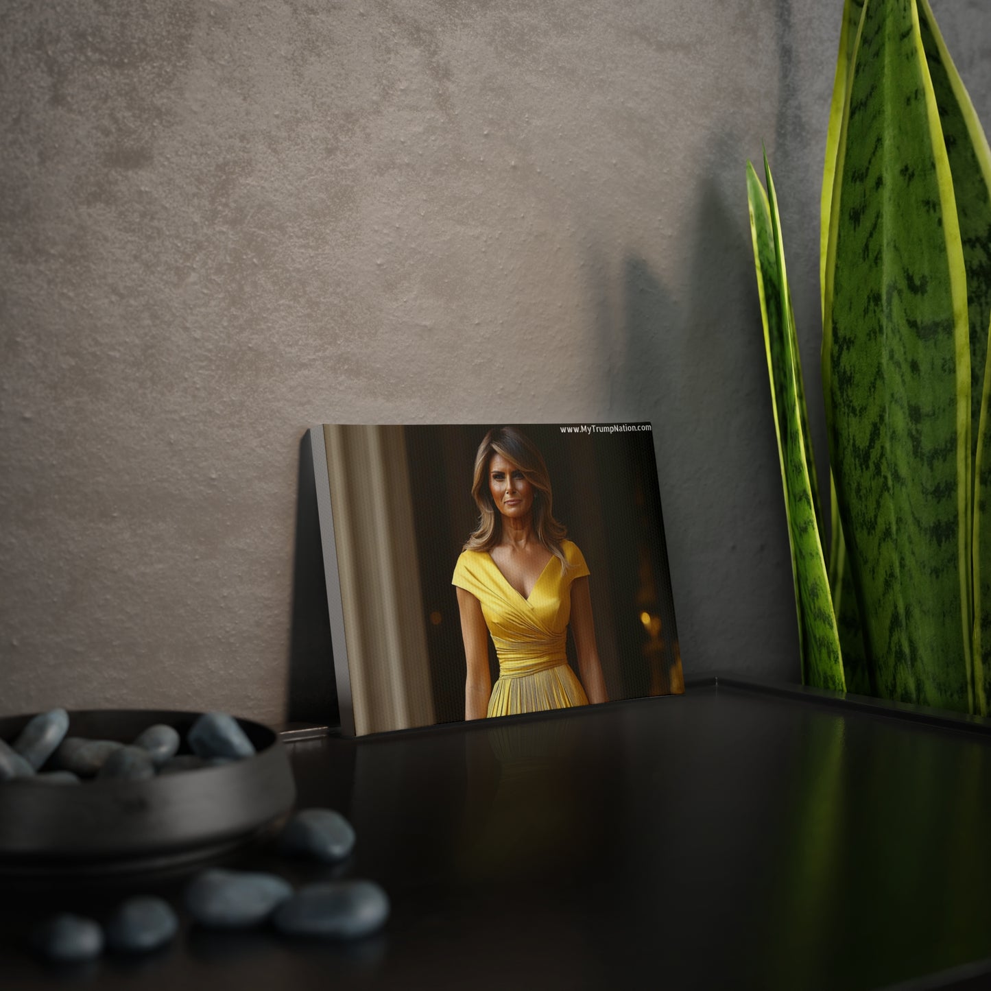 Melania Trump Yellow Dress Canvas Art