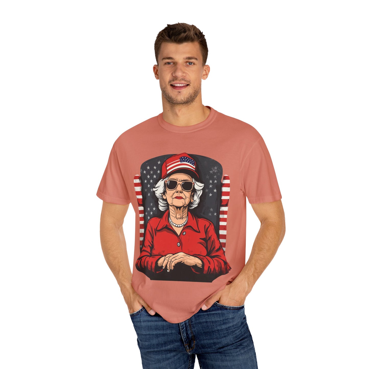Patriotic Grandma T-Shirt - Unisex Garment-Dyed Tee for Independence Day