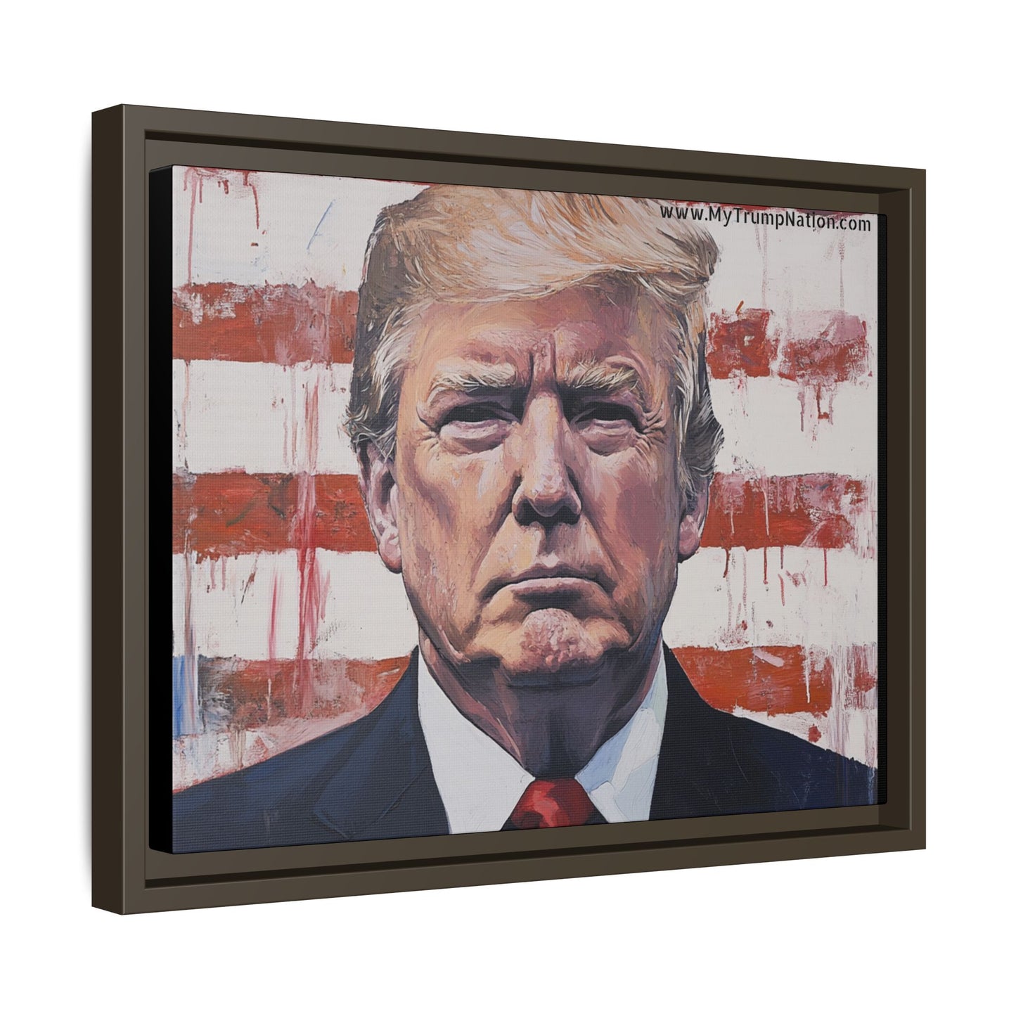 Patriotic Framed Canvas Art - Donald Trump Portrait