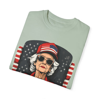 Patriotic Grandma T-Shirt - Unisex Garment-Dyed Tee for Independence Day