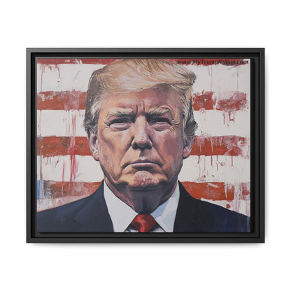 Patriotic Framed Canvas Art - Donald Trump Portrait
